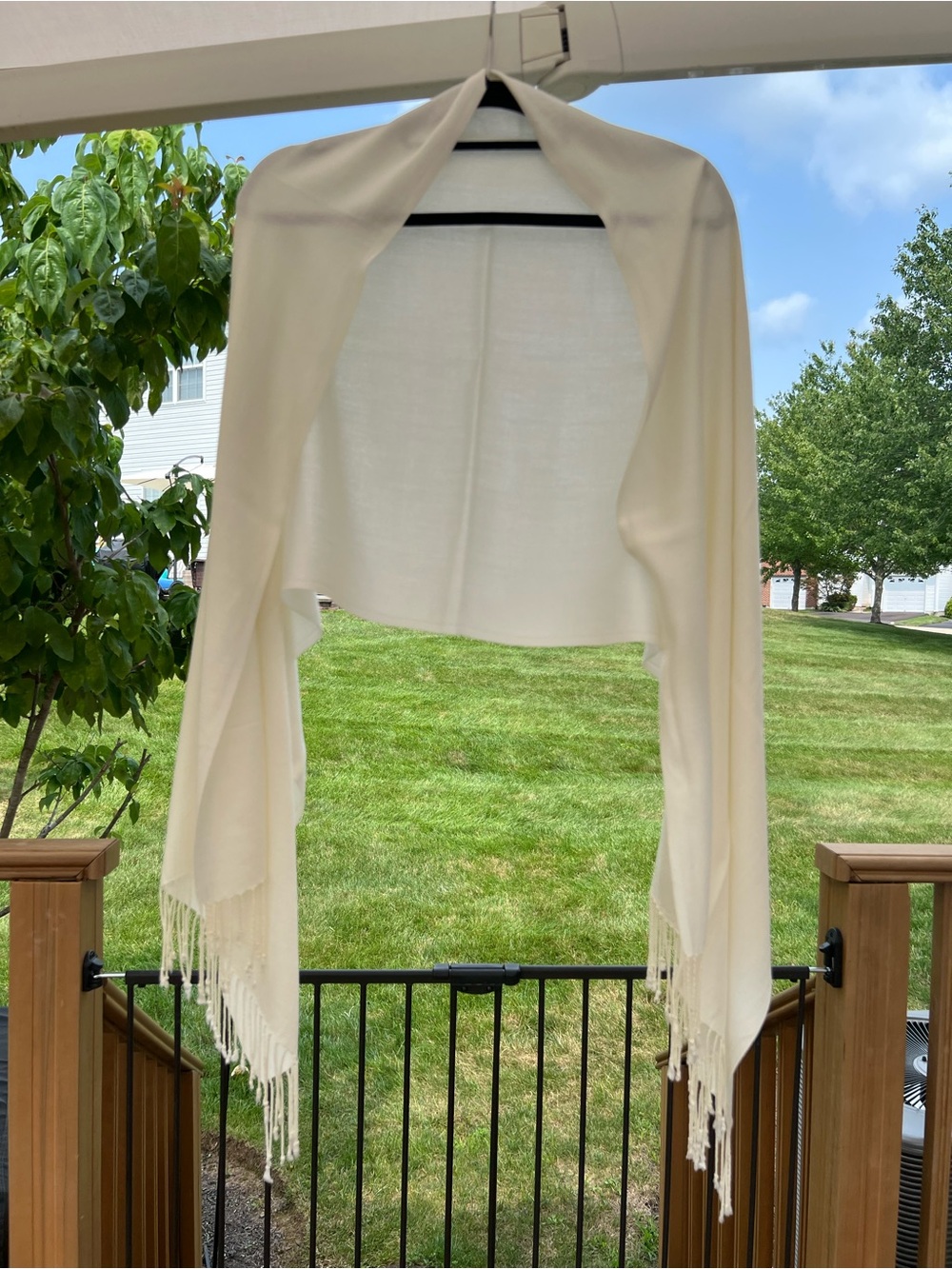 Women's Cream Fringe scarf, or wrap
